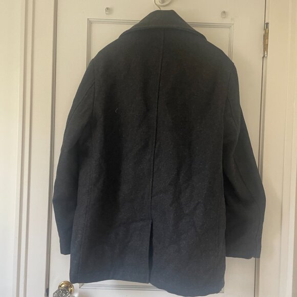 Old Navy Charcoal Double-Breasted Peacoat Size M Wool Blend Quilted Liner - Picture 3 of 8